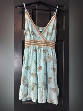 Zury Bohemian Blue and Gold Festival Mini Dress, Freesize